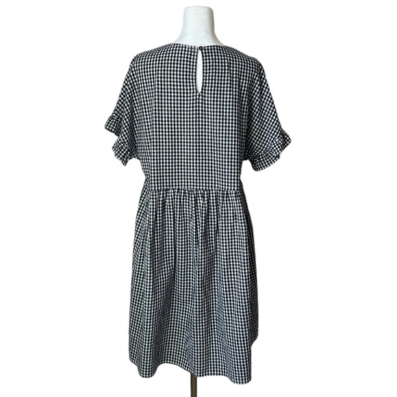 Petal + Pup Black White Gingham Dress Short Sleeves Ruffle 100% Cotton Size 10 - Picture 2 of 7
